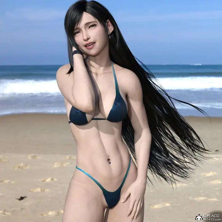 漫画《[3D]蒂法的紫色连身裙》比基尼泳装第9张图